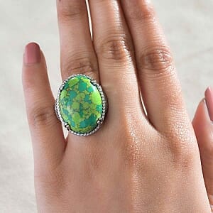 Mojave Green Turquoise 22.58 ctw Ring in Stainless Steel (Size 6.5)