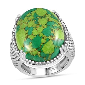 Mojave Green Turquoise 22.58 ctw Ring in Stainless Steel (Size 6.5)