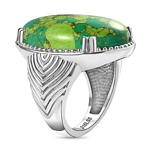 Mojave Green Turquoise 22.58 ctw Ring in Stainless Steel (Size 6.5)