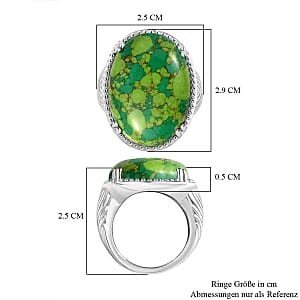 Mojave Green Turquoise 22.58 ctw Ring in Stainless Steel (Size 6.5)