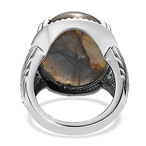 Labradorite 22.25 ctw Ring in Stainless Steel (Size 10)