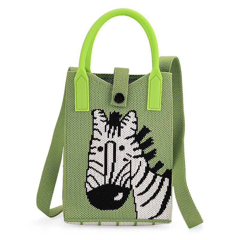 Green with Zebra Print Crossbody Bag