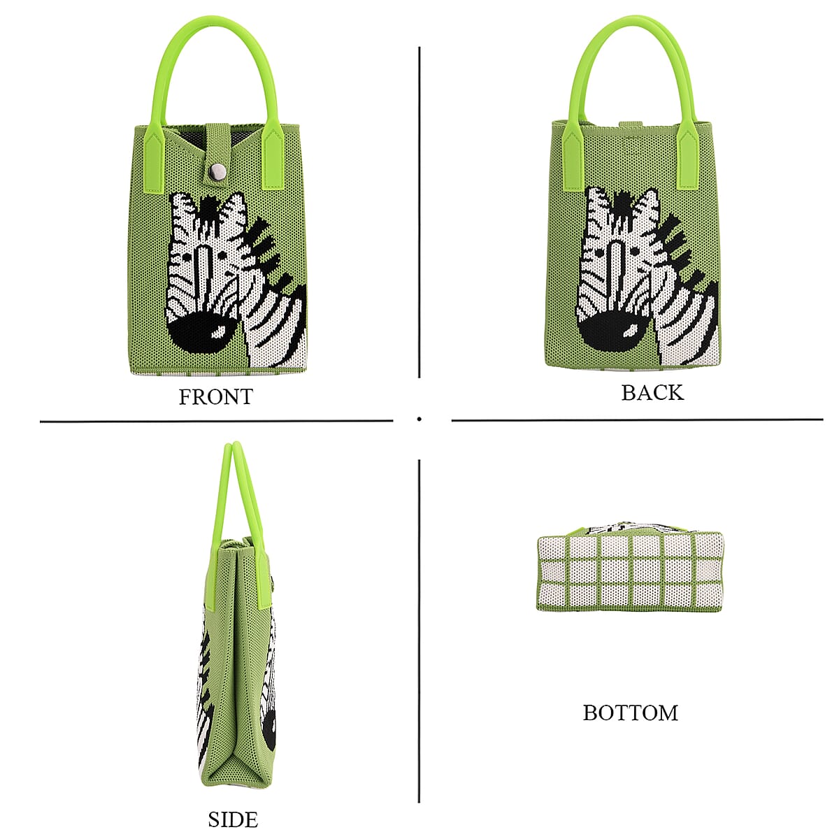 Green with Zebra Print Polyester Crossbody Cellphone Bag image number 3