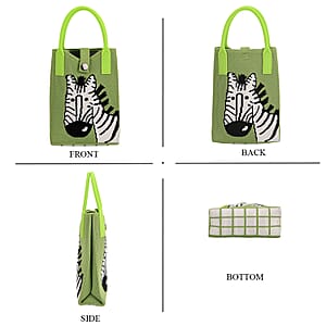 Green with Zebra Print Polyester Crossbody Cellphone Bag