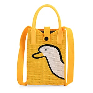 Yellow and White Duck Print Polyester Crossbody Cellphone Bag