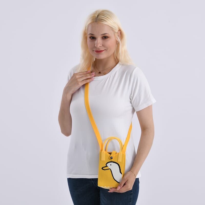 Yellow and White Duck Print Crossbody Bag
