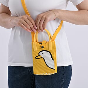 Yellow and White Duck Print Polyester Crossbody Cellphone Bag