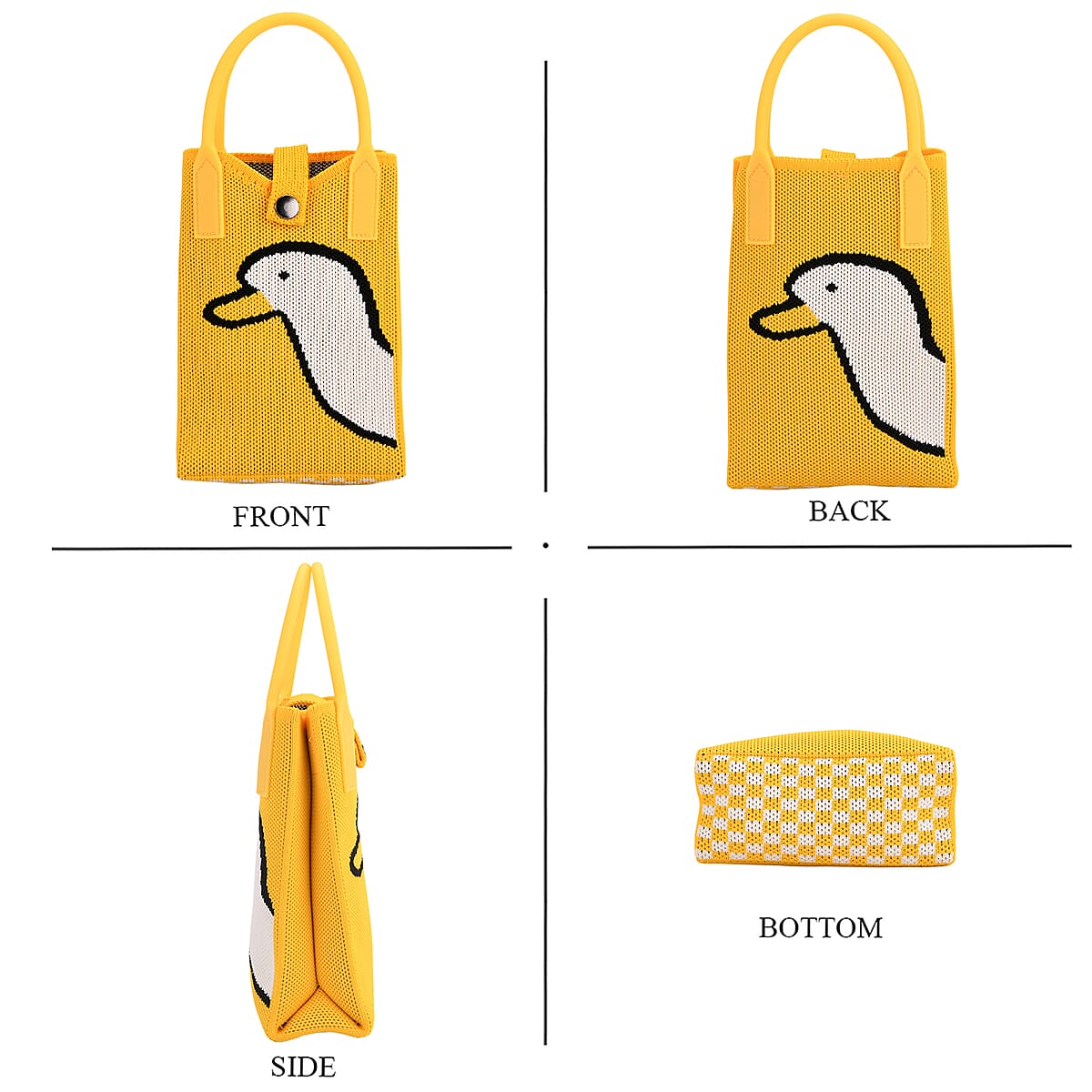 Yellow and White Duck Print Polyester Crossbody Cellphone Bag image number 3