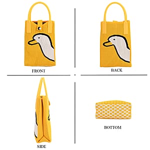 Yellow and White Duck Print Polyester Crossbody Cellphone Bag