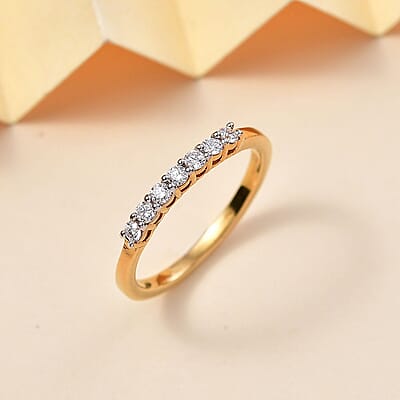 Luxuriant Lab Grown Diamond G-H SI 0.30 ctw Band Ring in 18K Vermeil Yellow Gold Over Sterling Silver (Size 5.0)