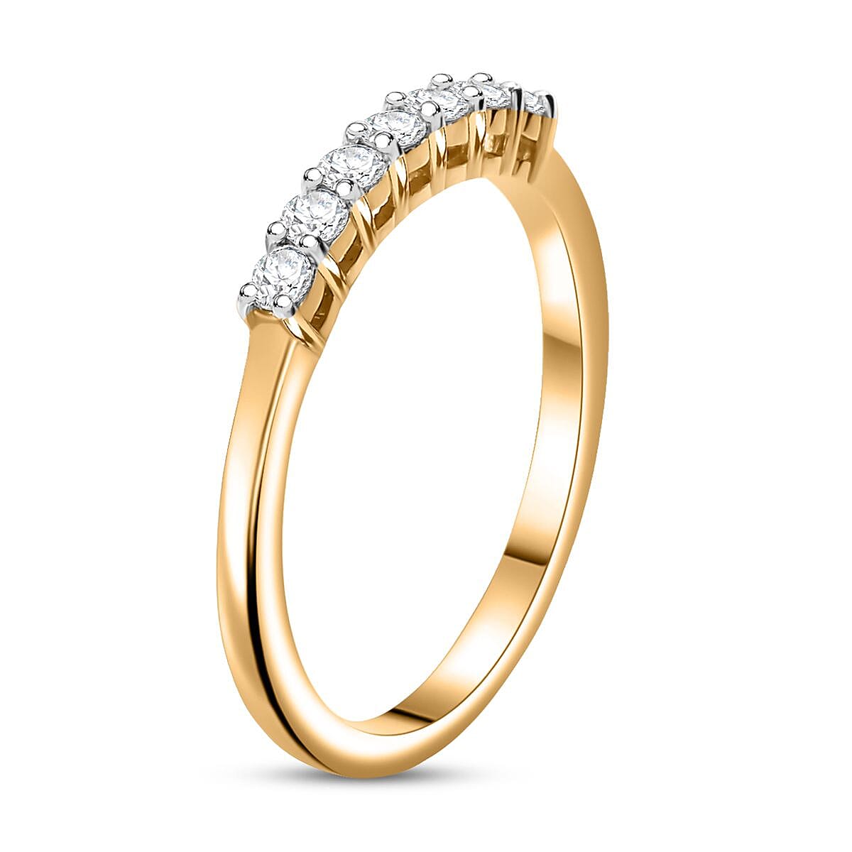 Luxuriant Lab Grown Diamond G-H SI 0.30 ctw Band Ring in 18K Vermeil Yellow Gold Over Sterling Silver (Size 6.0) image number 3