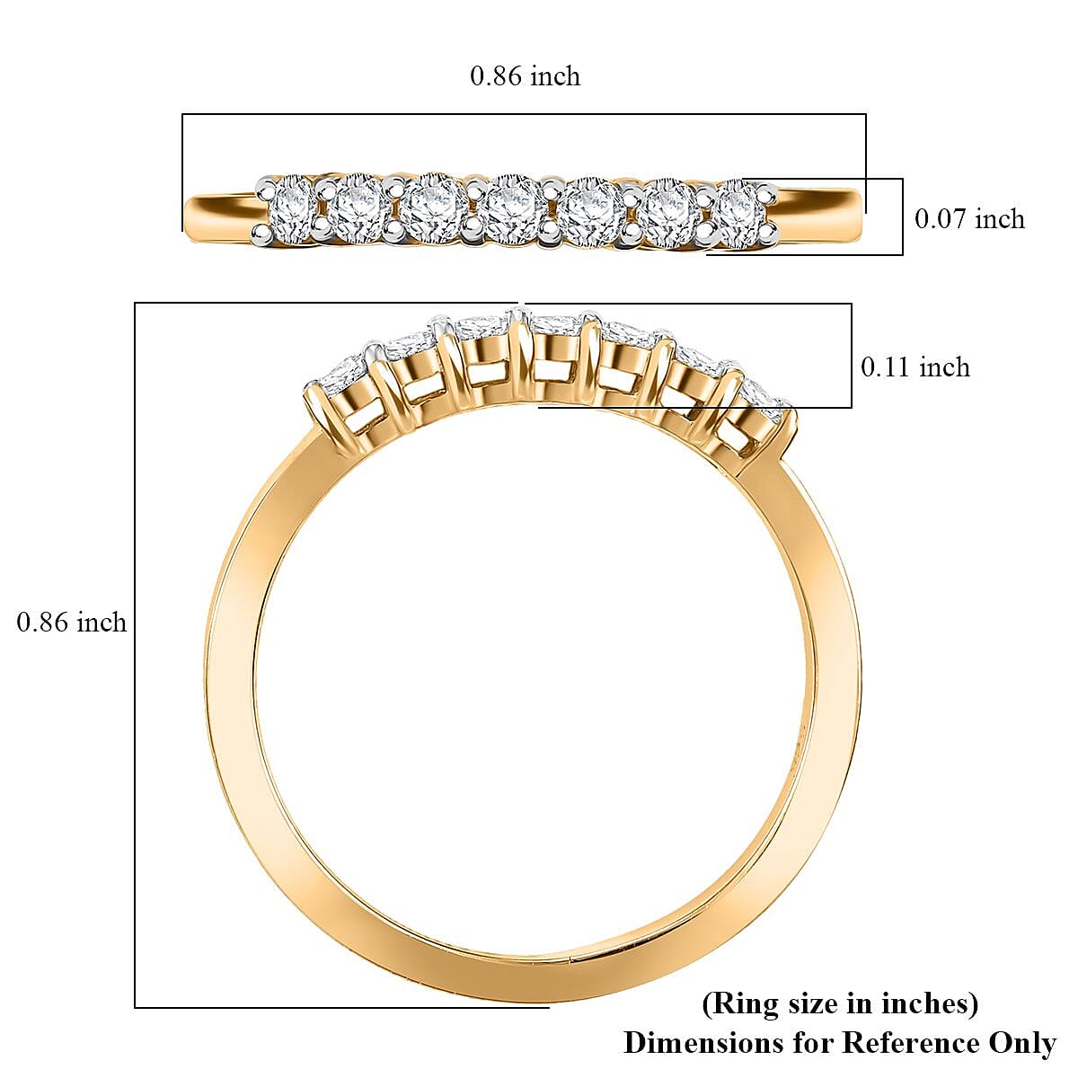 Luxuriant Lab Grown Diamond G-H SI 0.30 ctw Band Ring in 18K Vermeil Yellow Gold Over Sterling Silver (Size 6.0) image number 5