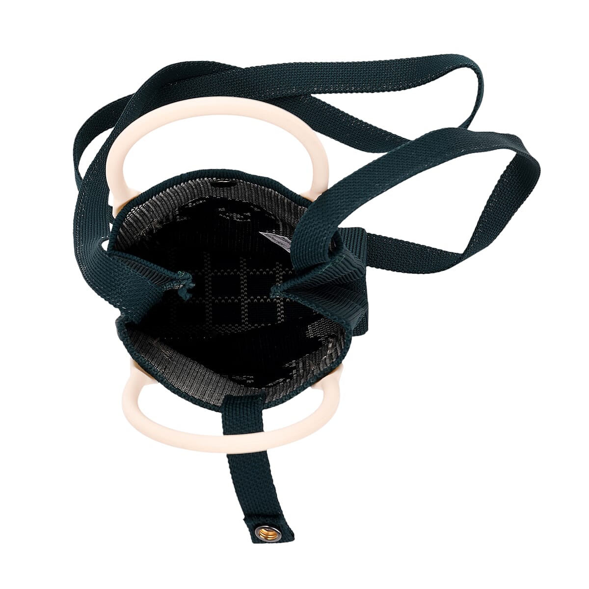 Dark Green with White Bear Print Polyester Crossbody Cellphone Bag image number 4