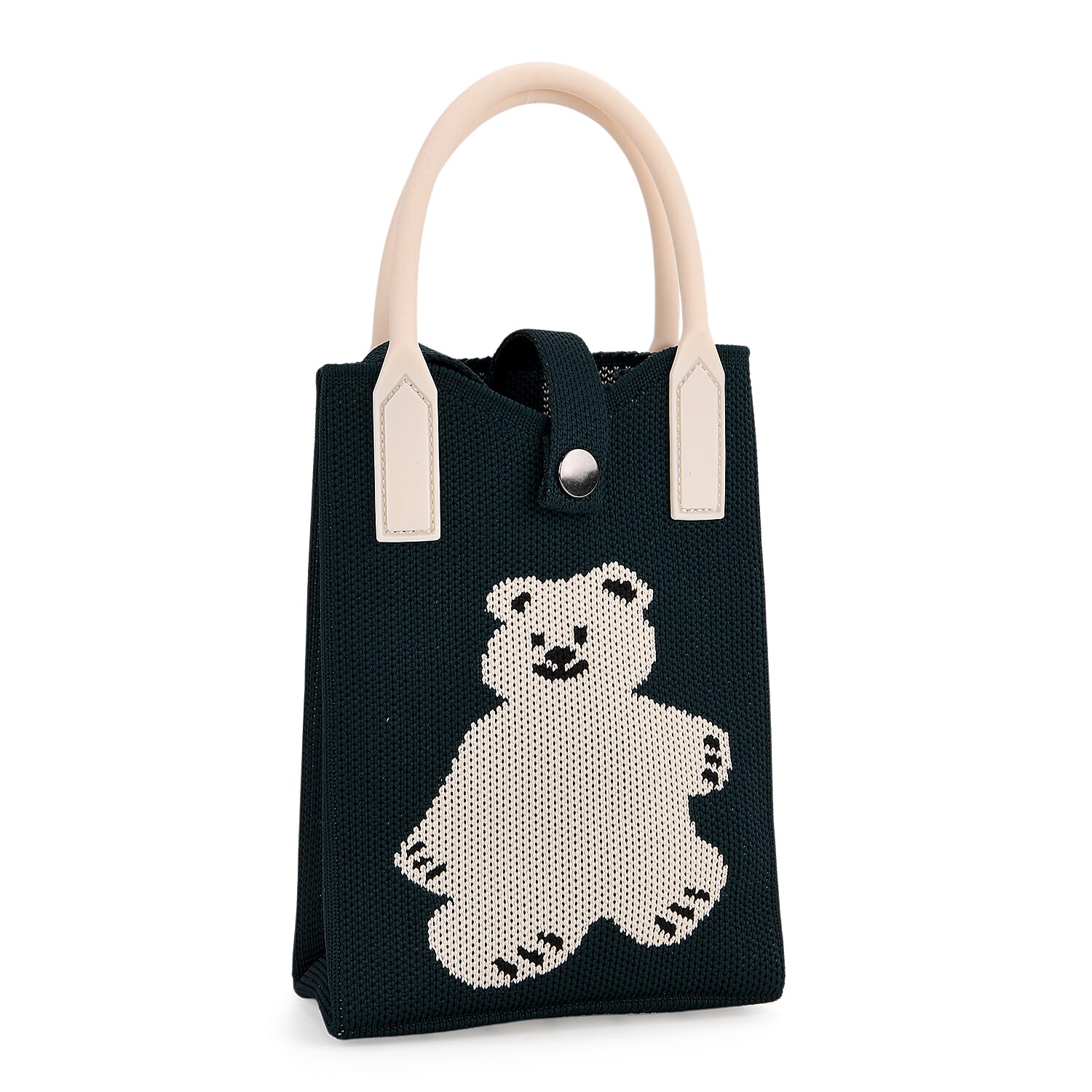 Dark Green with White Bear Print Crossbody Bag