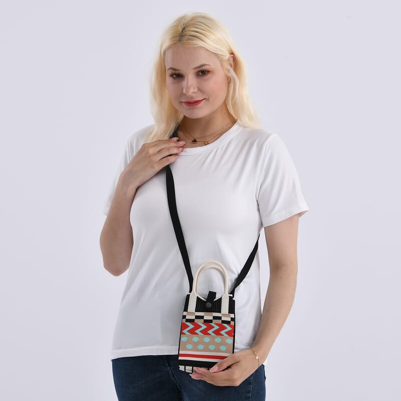 Multi Color Zig Zag Print Crossbody Bag