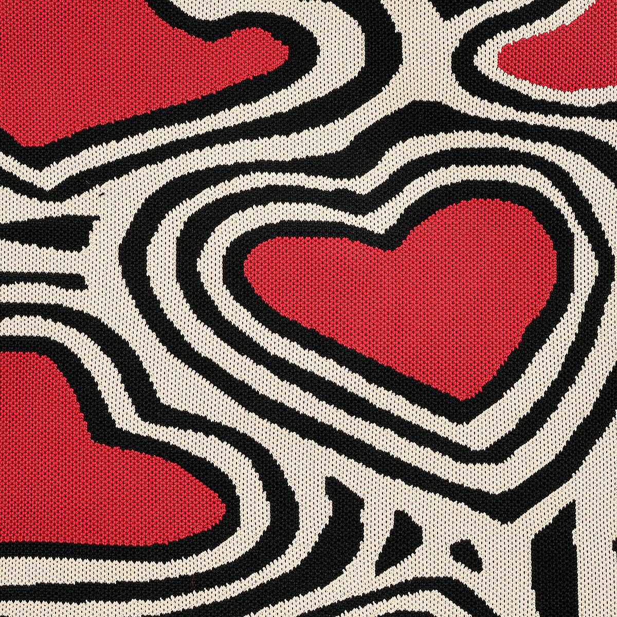 White and Red Heart Print Polyester Tote Bag image number 6