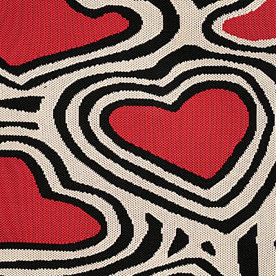 White and Red Heart Print Polyester Tote Bag