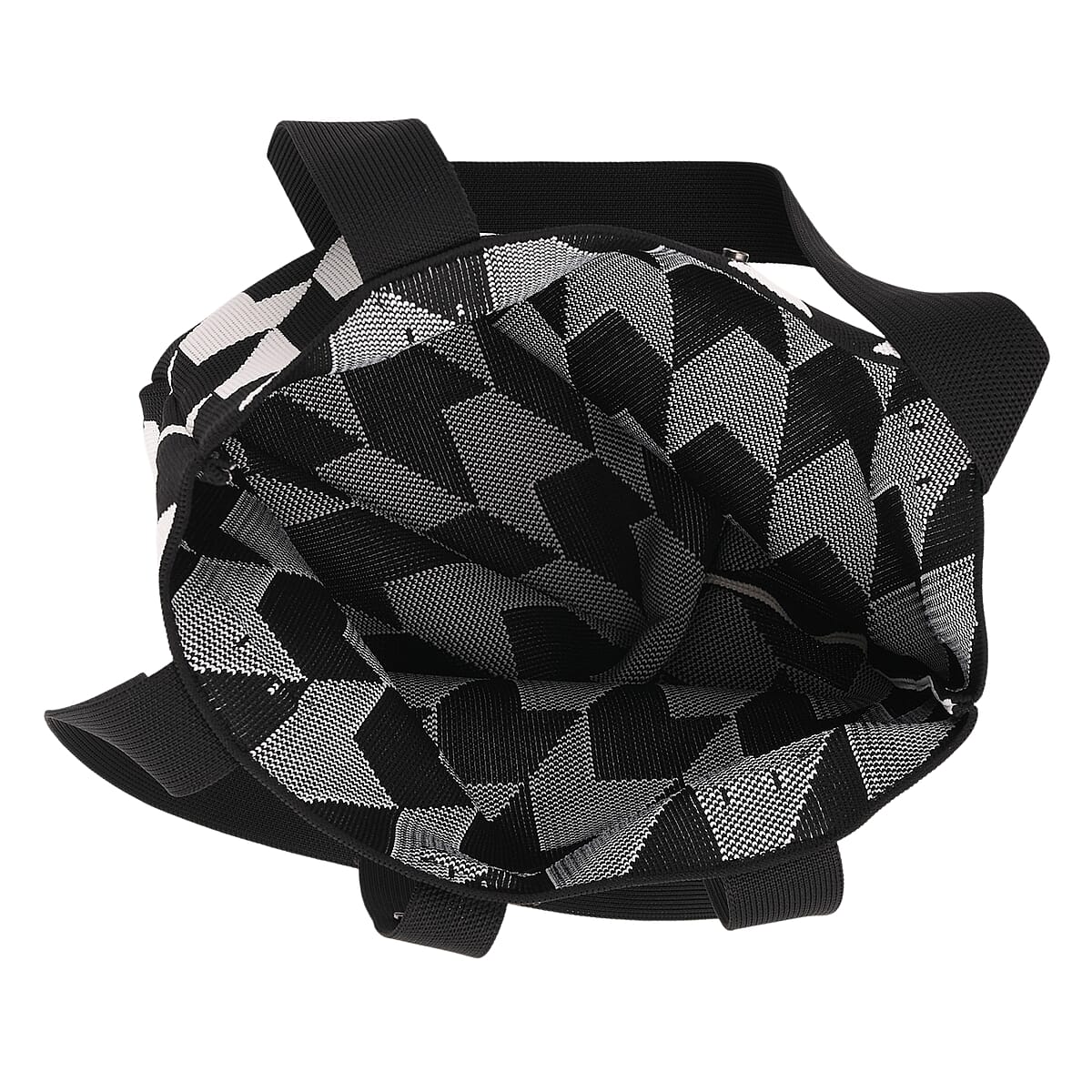 White and Houndstooth Stripe Print Polyester Tote Bag image number 4