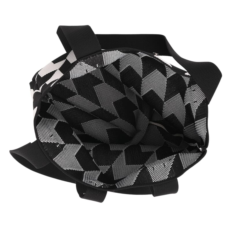 White and Houndstooth Stripe Print Polyester Tote Bag