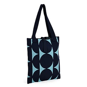 Blue and Navy Circle Print Polyester Tote Bag