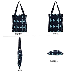 Blue and Navy Circle Print Polyester Tote Bag