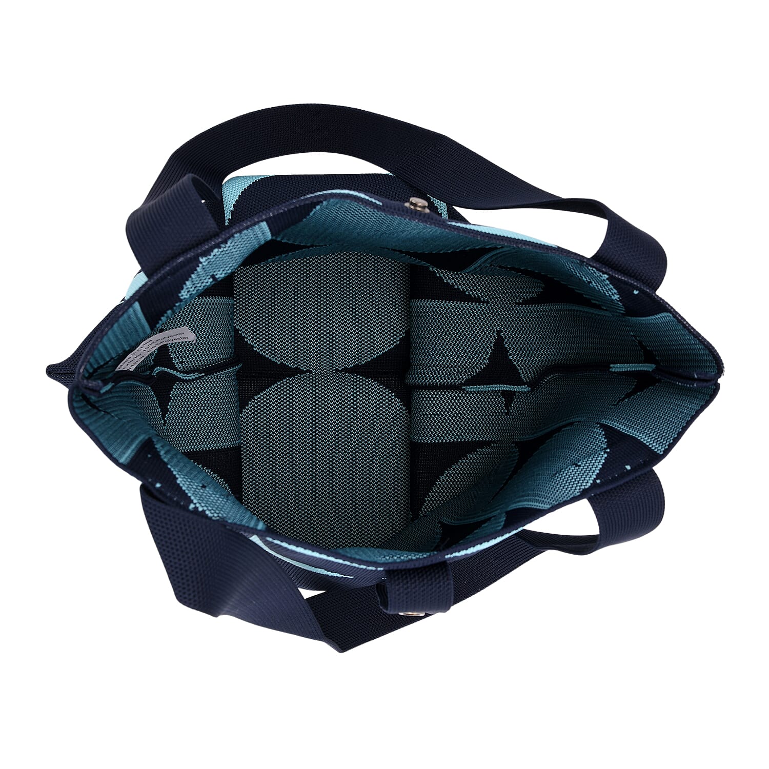 Blue and Navy Circle Print Polyester Tote Bag