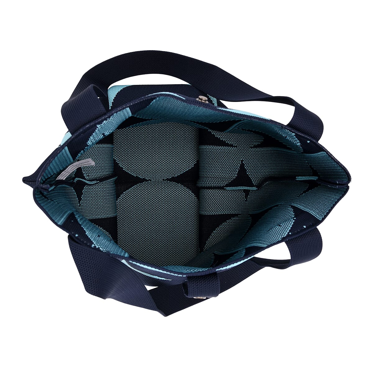 Blue and Navy Circle Print Polyester Tote Bag image number 4