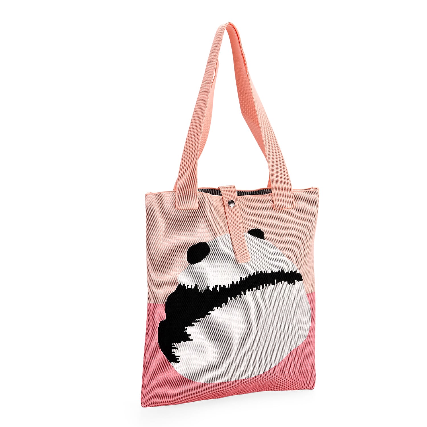 Pink and Panda Print Polyester Tote Bag