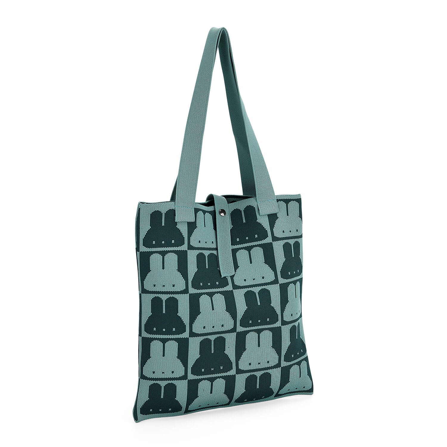 Green and Rabbit Print Polyester Tote Bag