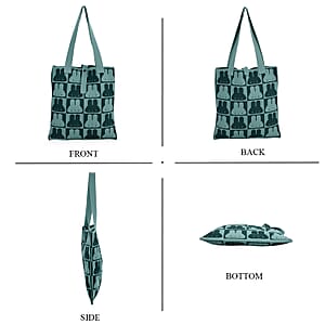 Green and Rabbit Print Polyester Tote Bag