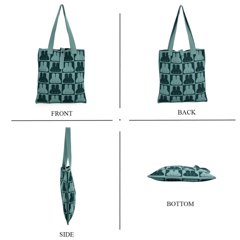 Green and Rabbit Print Polyester Tote Bag