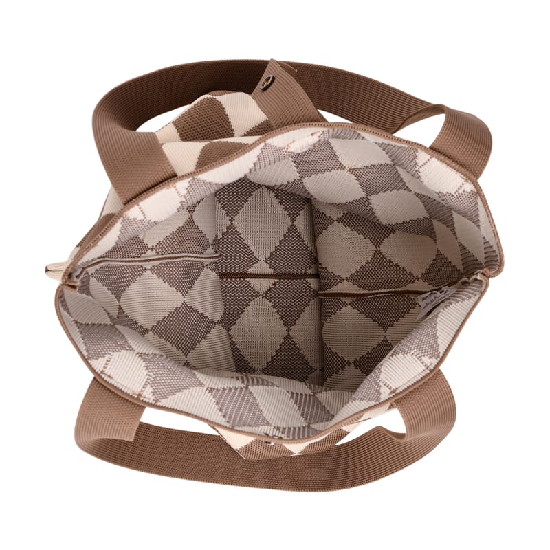 Khaki and Diamond Print Polyester Tote Bag