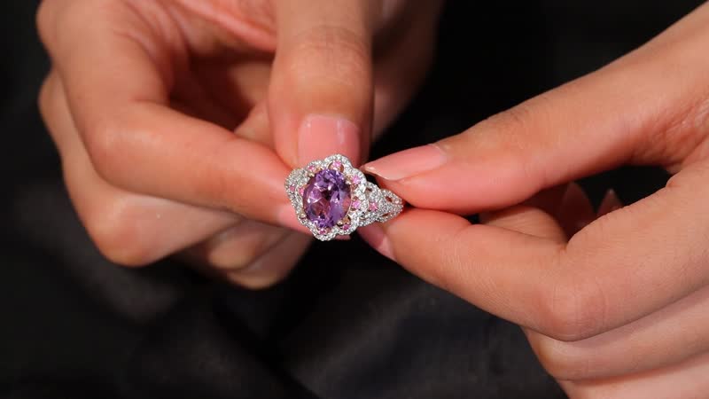 AAA Rose De France Amethyst, Multi Gemstone Ring in Sterling Silver