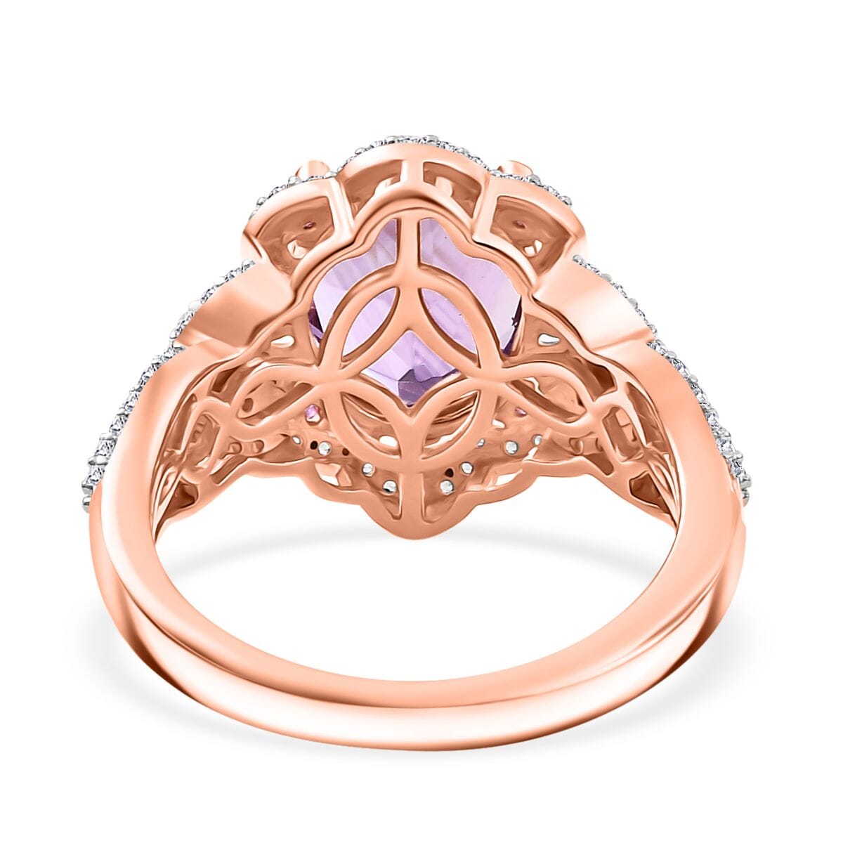 AAA Rose De France Amethyst and Multi Gemstone 4.40 ctw Vintage Elegance Ring in 18K Vermeil Rose Gold Over Sterling Silver (Size 6.0) image number 4