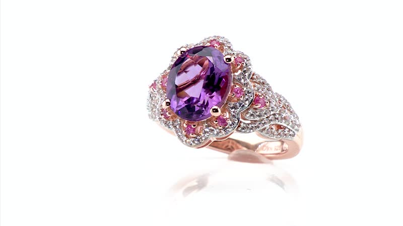 AAA Rose De France Amethyst, Multi Gemstone Ring in Sterling Silver