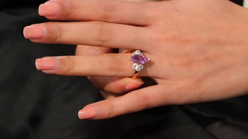 Rose De France Amethyst ,  White Zircon  Solitaire Ring in 18K RG Vermeil Sterling Silver 2.92 ctw