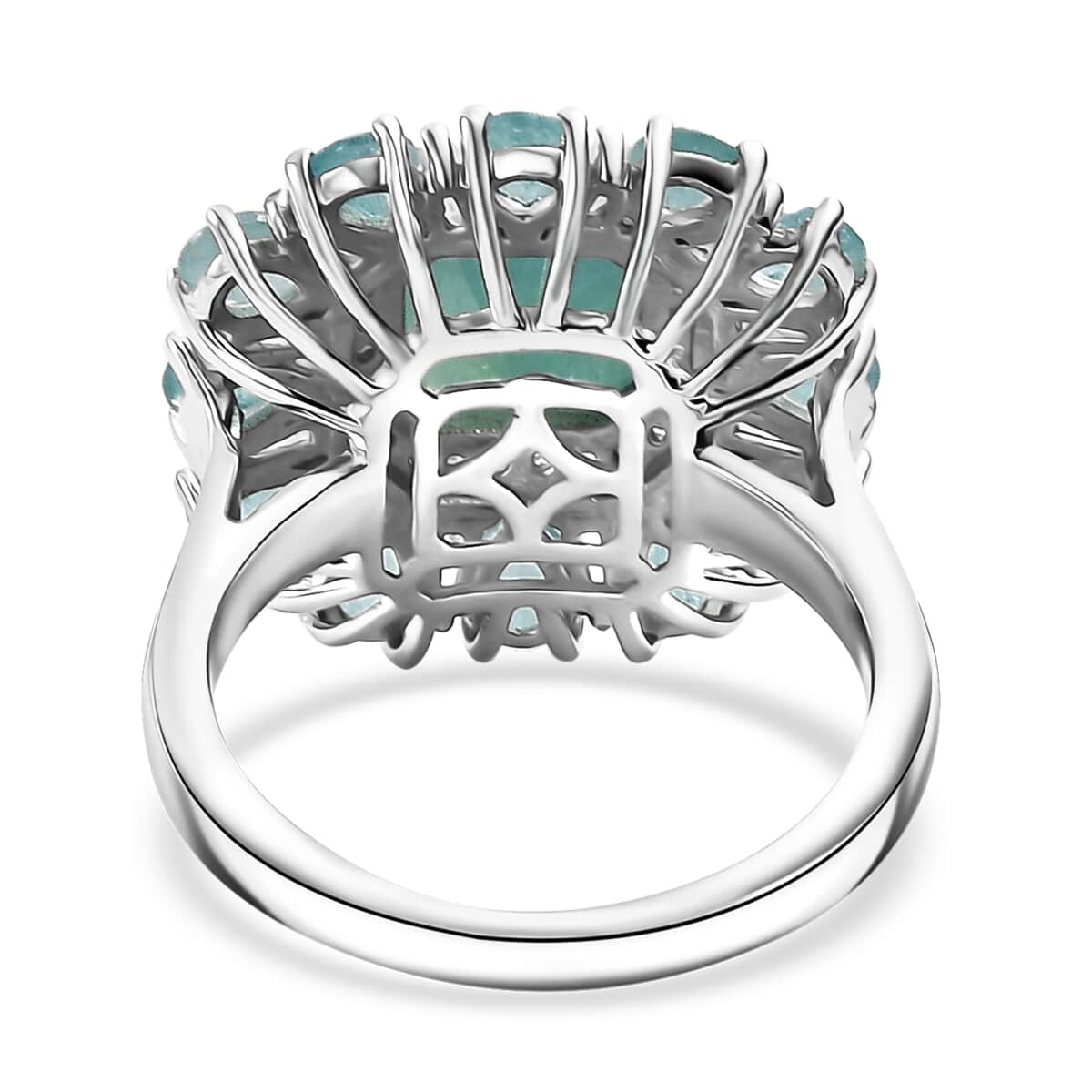 Grandidierite ,  White Zircon  Cluster Ring in Rhodium Overlay Sterling Silver 5.37 ctw ,  Silver Wt. 7 g image number 4