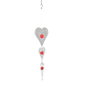 2 Tier Heart 3D Sculpture Stainless Steel Ball Spiral Magic Wind Spinner