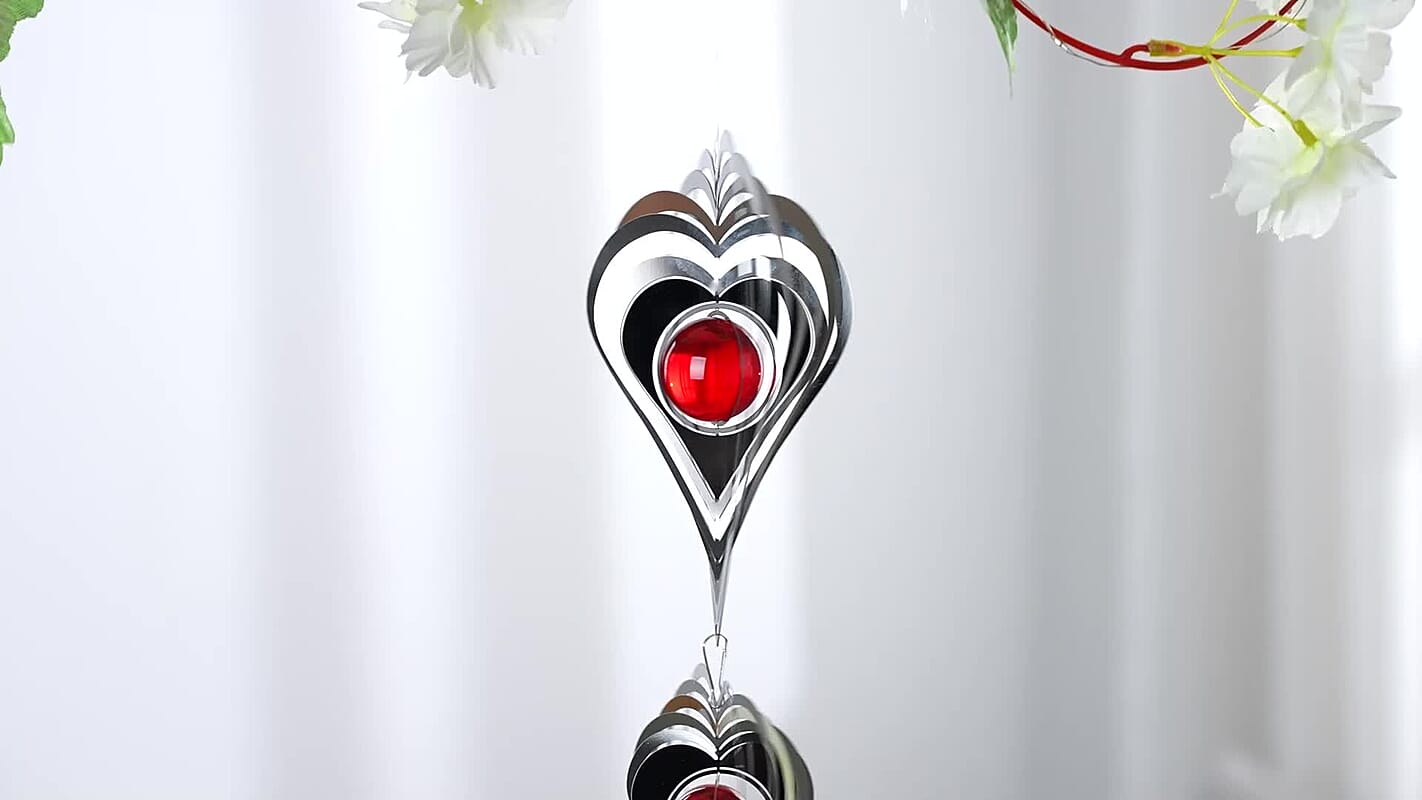 2 Tier Heart Shaped Stainless Steel Magic Wind Spinner