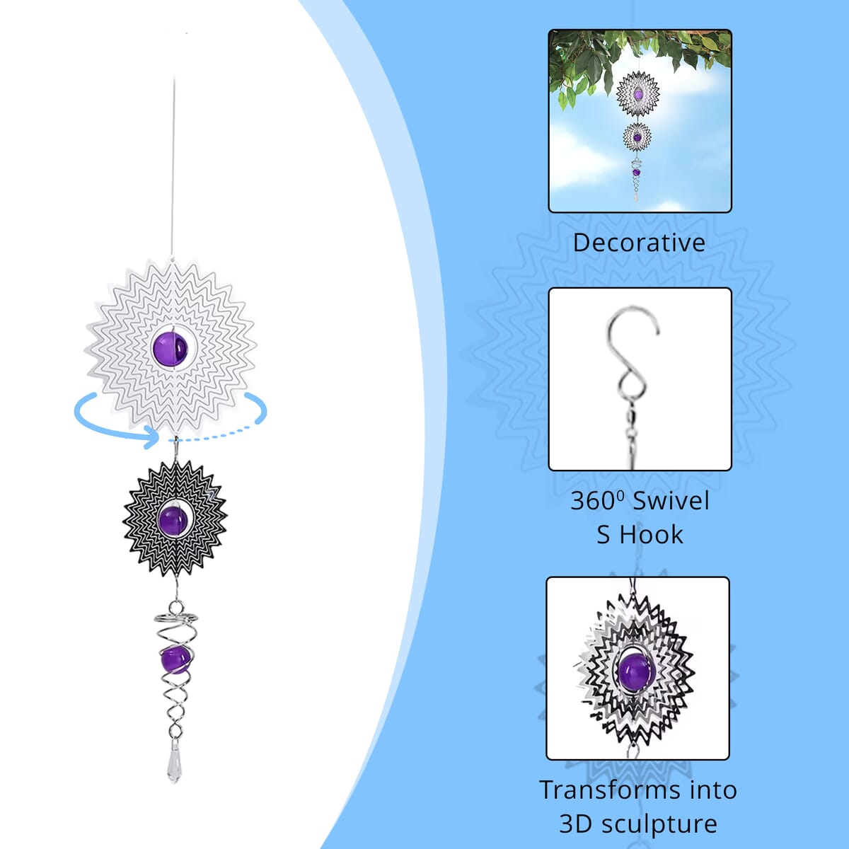 2 Tier Starburst Disc Stainless Steel Magic Wind Spinner  image number 2