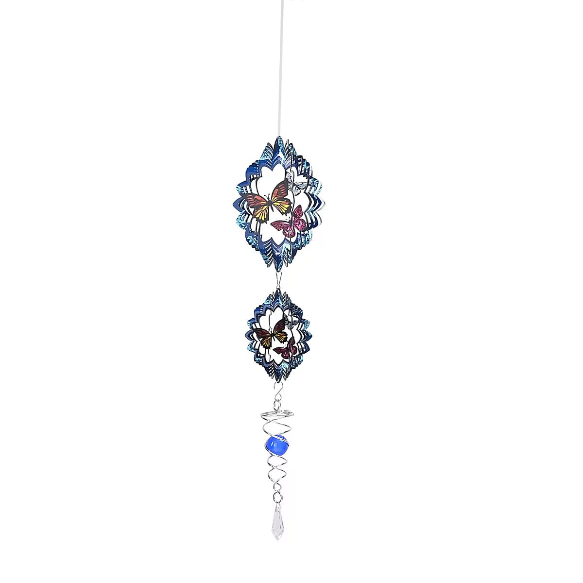 2 Tier Multi Butterfly 3D Sculpture Stainless Steel Ball Spiral Magic Wind Spinner image number 6