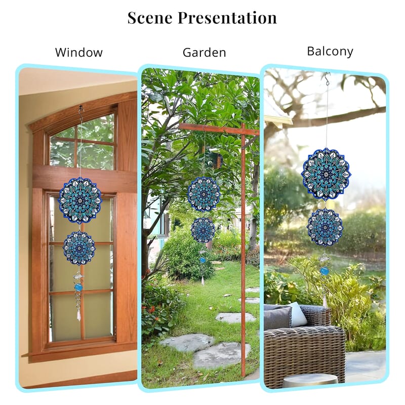 2 Tier Bird 3D Sculpture Stainless Steel Ball Spiral Magic Wind Spinner