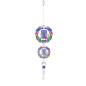 2 Tier Owl 3D Sculpture Stainless Steel Ball Spiral Magic Wind Spinner