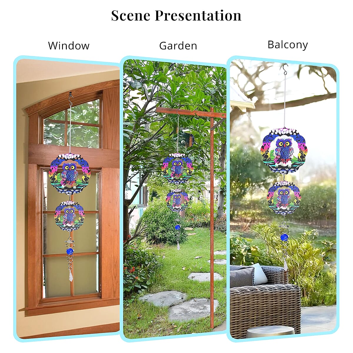 2 Tier Owl 3D Sculpture Stainless Steel Ball Spiral Magic Wind Spinner image number 3