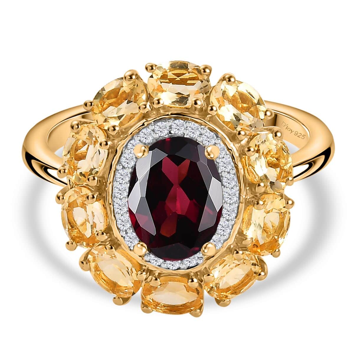 Premium Orissa Rhodolite Garnet and Multi Gemstone 3.00 ctw Floral Ring in 18K Vermeil Yellow Gold Over Sterling Silver (Size 10.0) image number 0