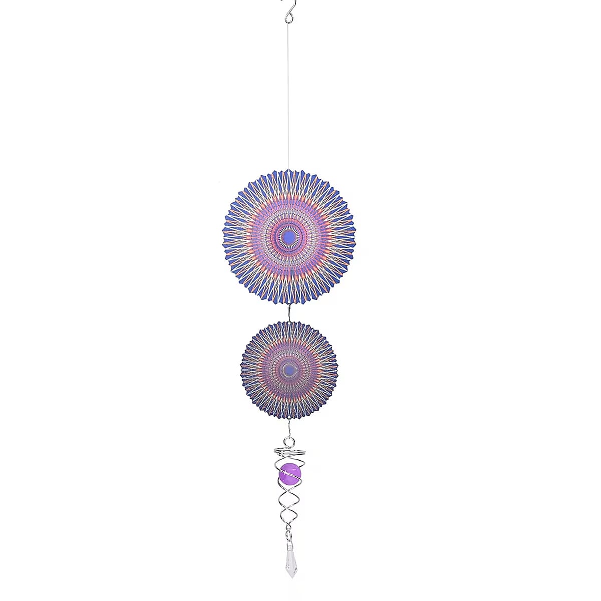 2 Tier Mandala Disc Stainless Steel Magic Wind Spinner  image number 0