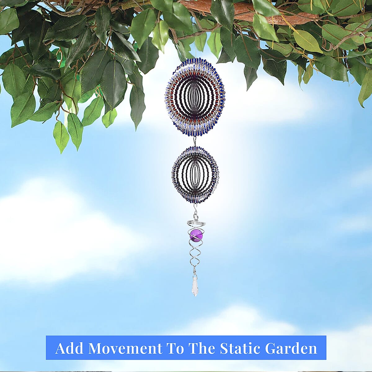 2 Tier Mandala Disc Stainless Steel Magic Wind Spinner  image number 1