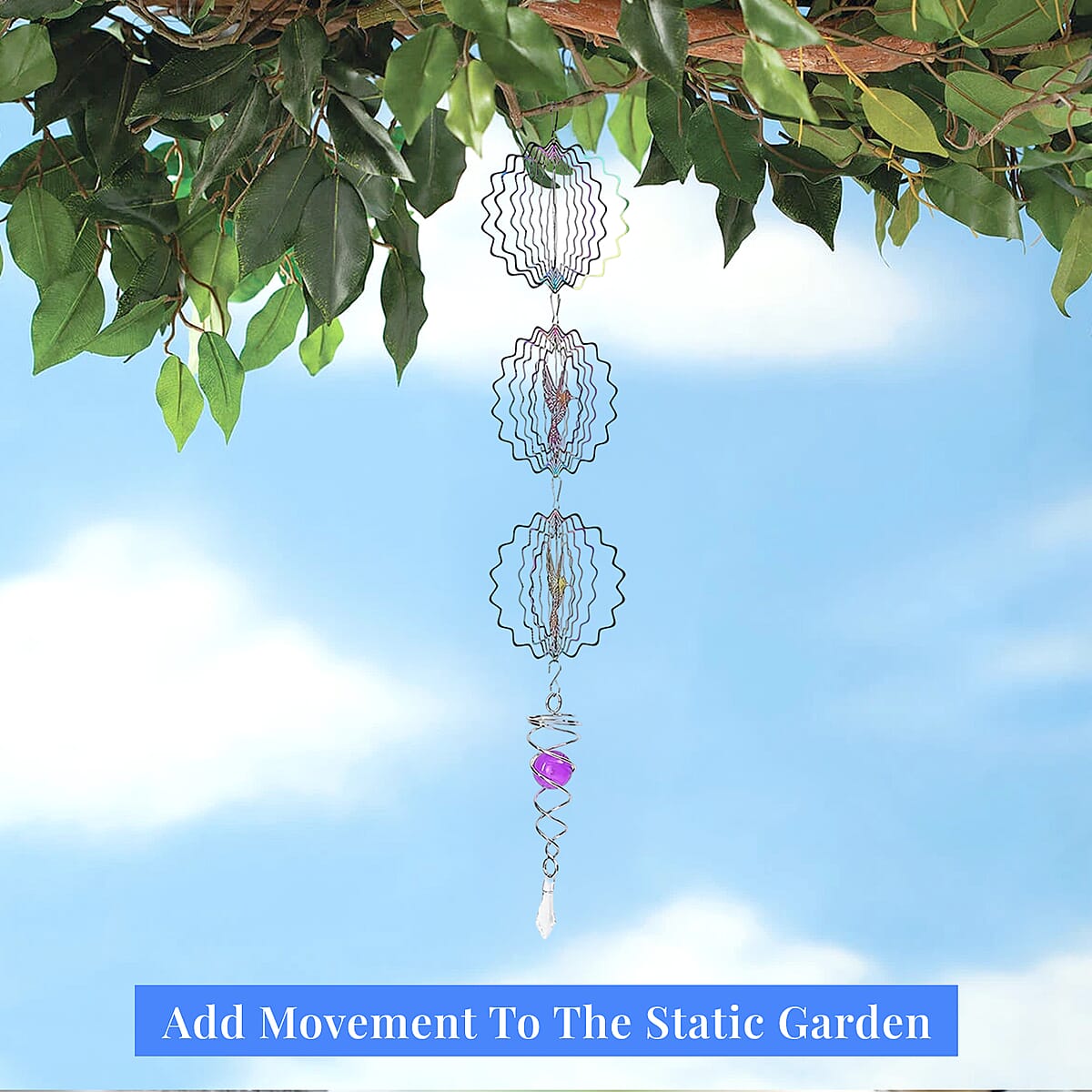 3 Tier Bird 3D Sculpture Stainless Steel Ball Spiral Magic Wind Spinner image number 1