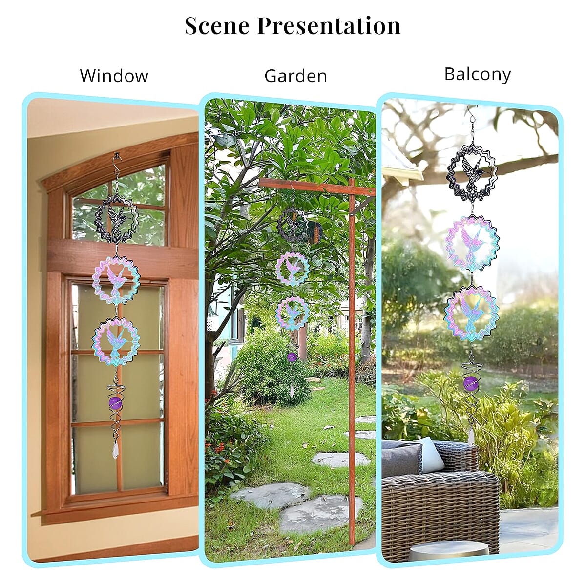 3 Tier Bird 3D Sculpture Stainless Steel Ball Spiral Magic Wind Spinner image number 3