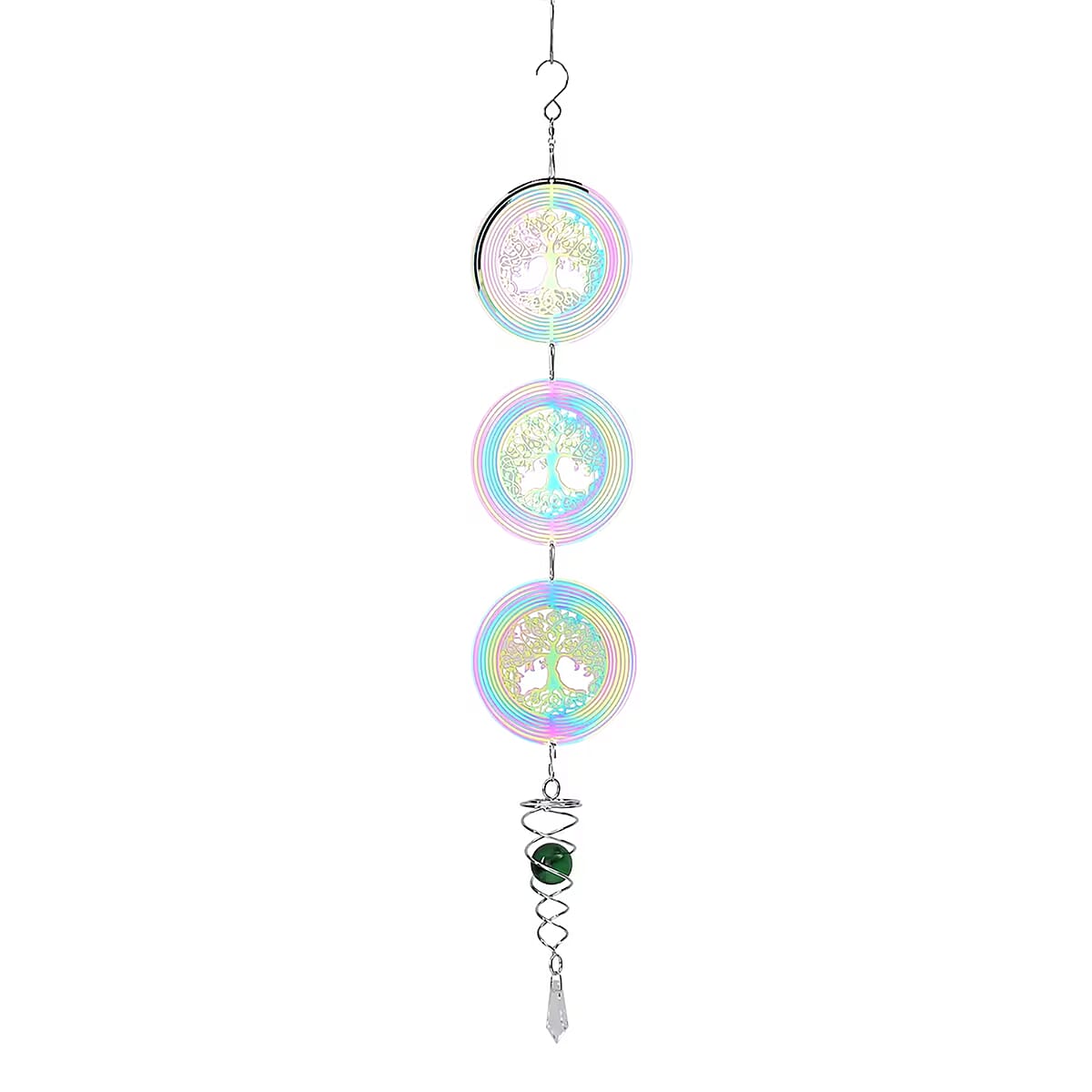 3 Tier Tress of Life 3D Sculpture Stainless Steel Ball Spiral Magic Wind Spinner image number 0